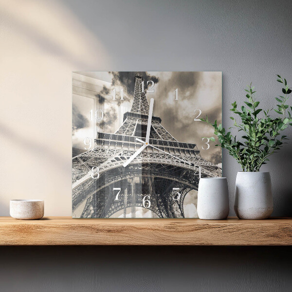 Square wall clock Eiffel Tower