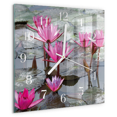 Square wall clock Water Lilies