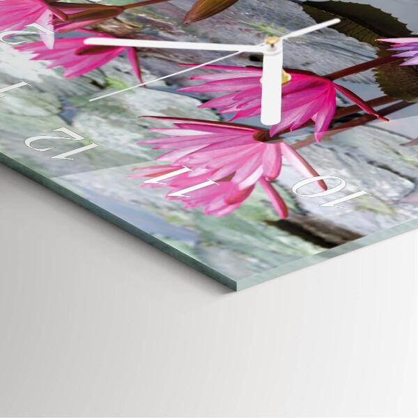 Square wall clock Water Lilies