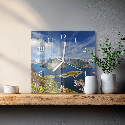 Square wall clock Mountains