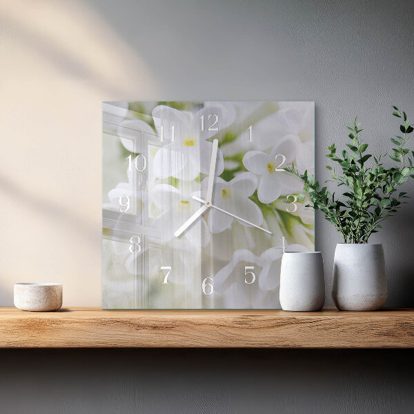Square wall clock Flowers