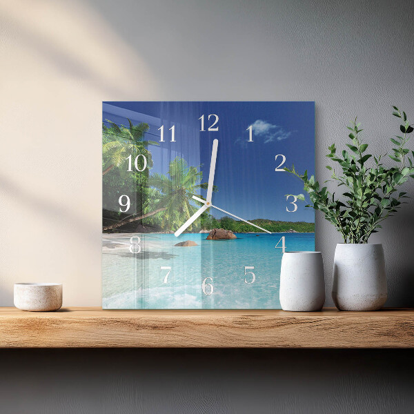 Square wall clock Island Palms