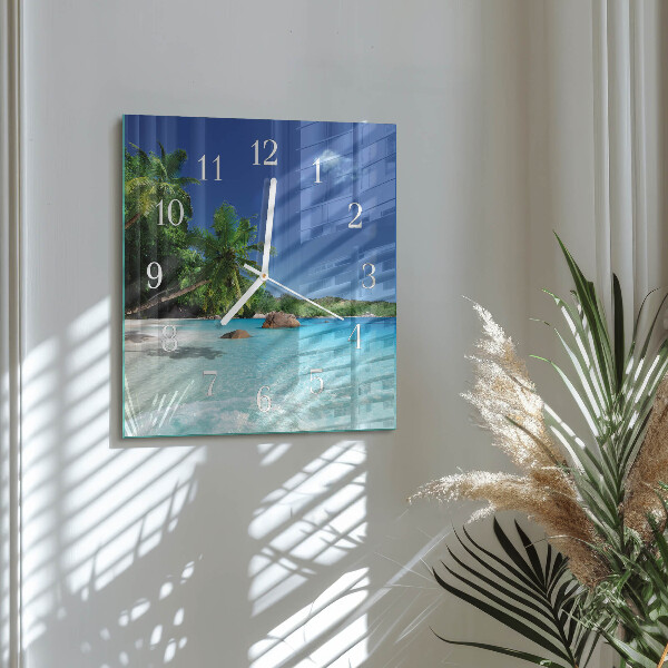 Square wall clock Island Palms