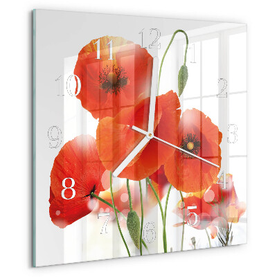 Square wall clock Poppies