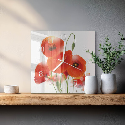 Square wall clock Poppies