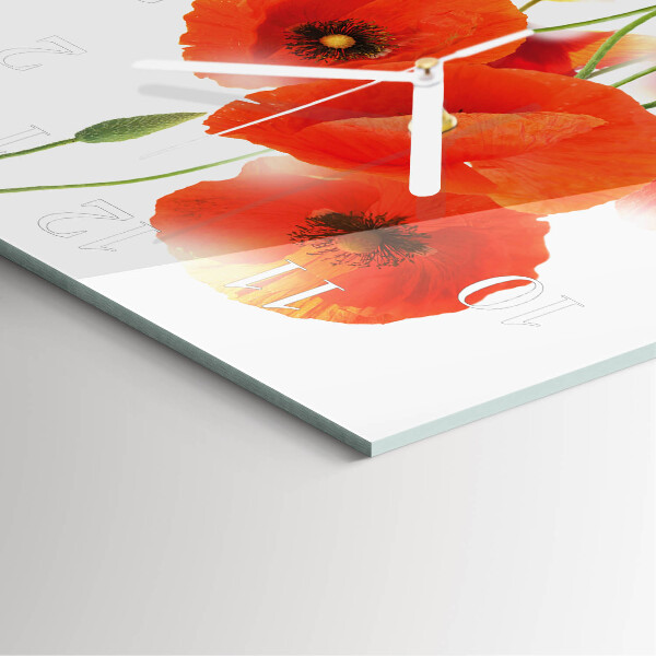 Square wall clock Poppies