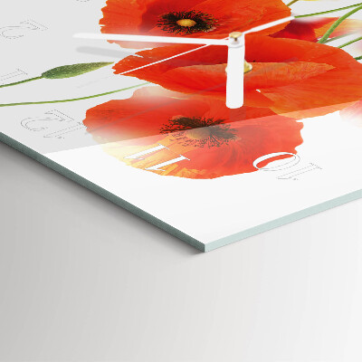 Square wall clock Poppies