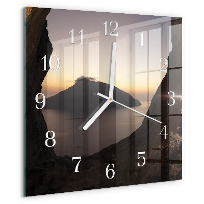 Square wall clock Ocean Mountain