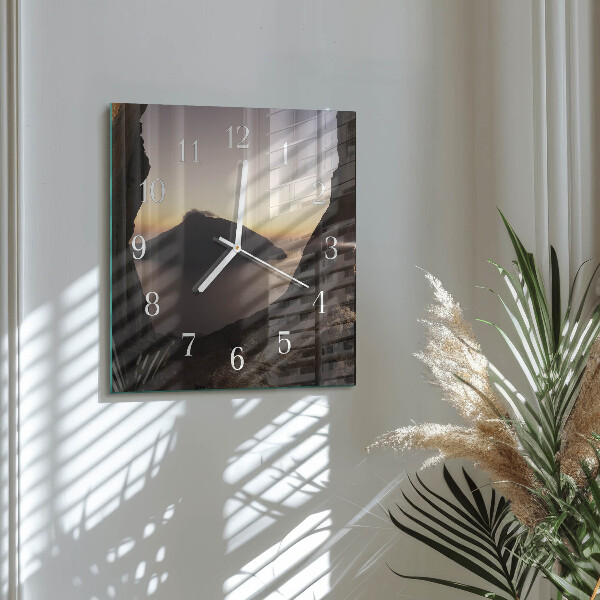 Square wall clock Ocean Mountain