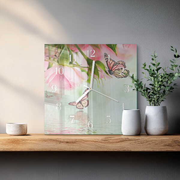 Square wall clock Butterflies