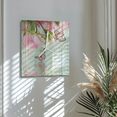 Square wall clock Butterflies