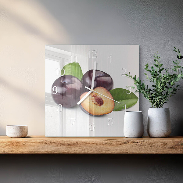 Square wall clock Plums