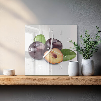 Square wall clock Plums