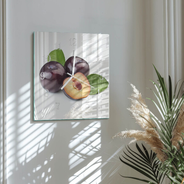 Square wall clock Plums