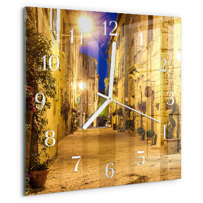 Square wall clock Street Night