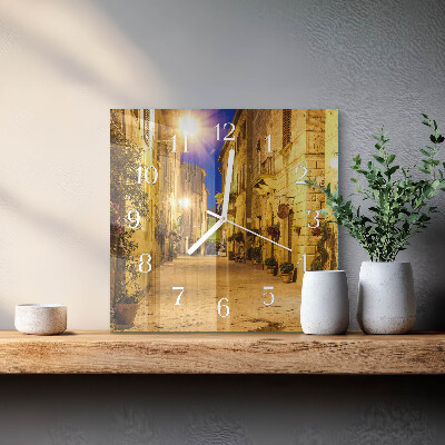 Square wall clock Street Night