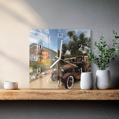 Square wall clock Old Car
