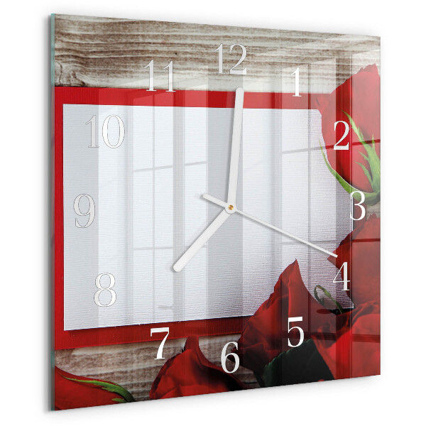 Square wall clock Roses