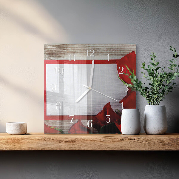 Square wall clock Roses