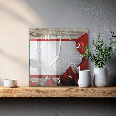 Square wall clock Roses