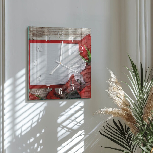 Square wall clock Roses