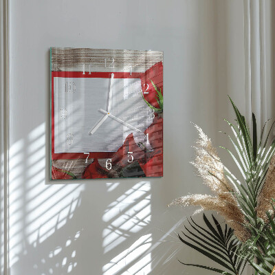 Square wall clock Roses