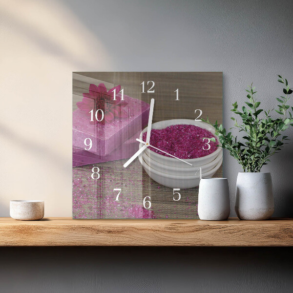 Square wall clock Flower