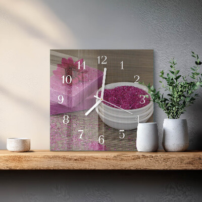 Square wall clock Flower