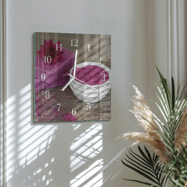 Square wall clock Flower