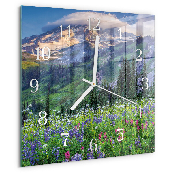 Square wall clock Meadow Mountain