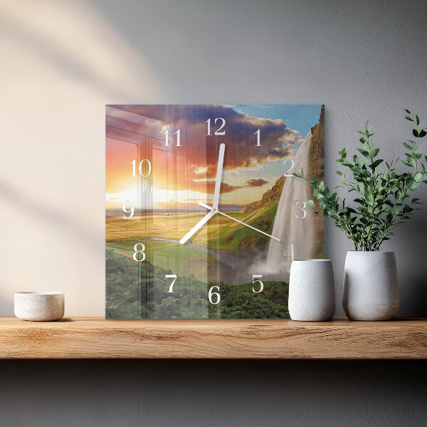 Square wall clock Waterfall