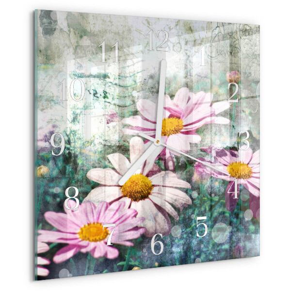 Square wall clock Flowers