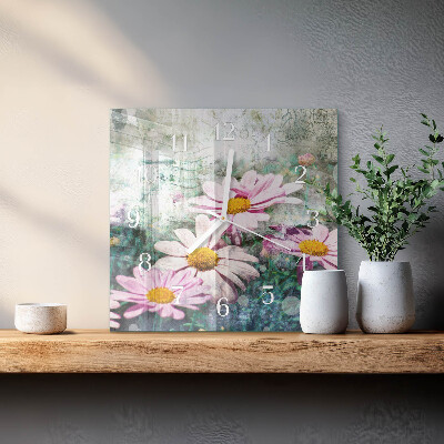 Square wall clock Flowers