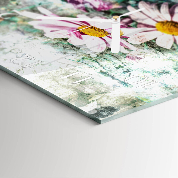 Square wall clock Flowers