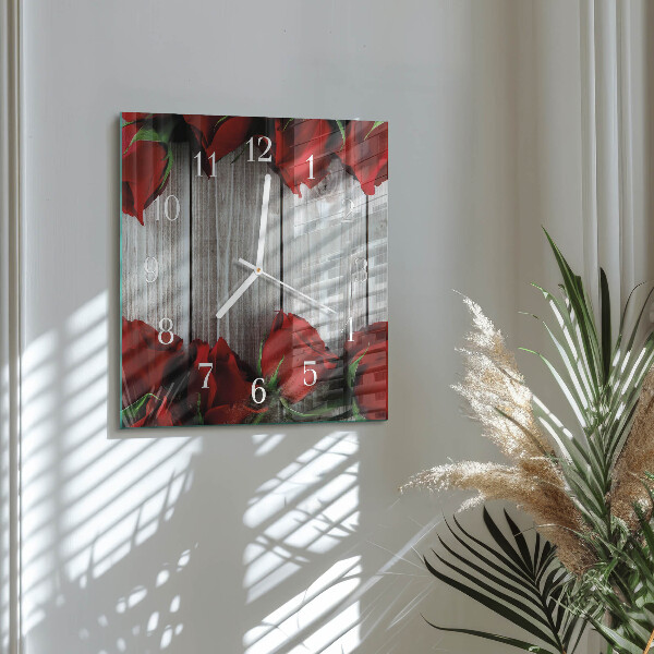 Square wall clock Rose Tablets