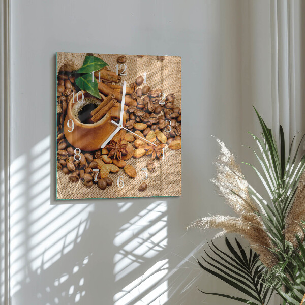 Square wall clock Cinnamon Almonds