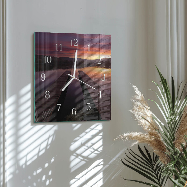 Square wall clock Sunset