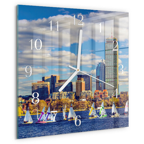 Square wall clock Sailboats