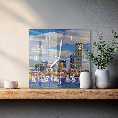 Square wall clock Sailboats