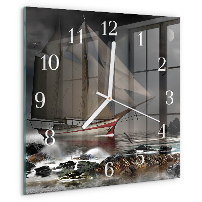 Square wall clock Sailboat
