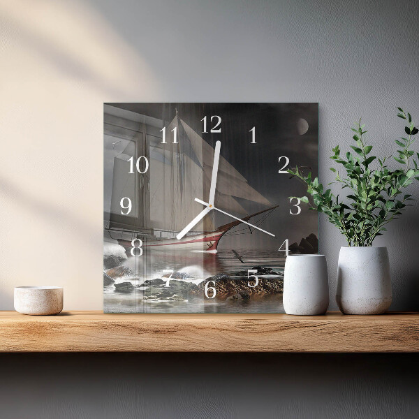 Square wall clock Sailboat