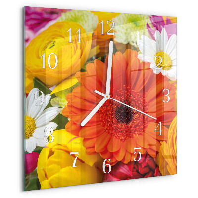 Square wall clock Flowers