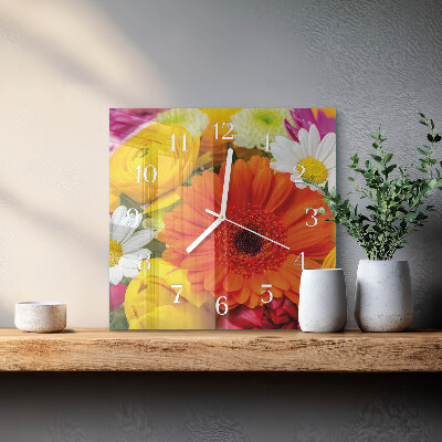 Square wall clock Flowers