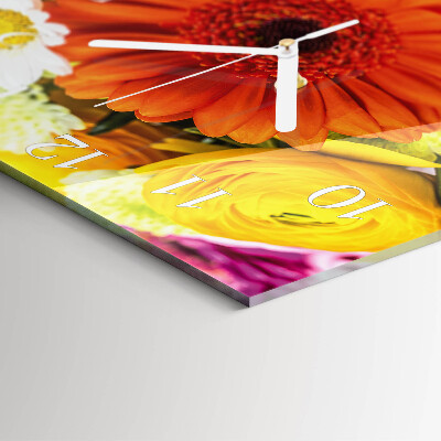 Square wall clock Flowers