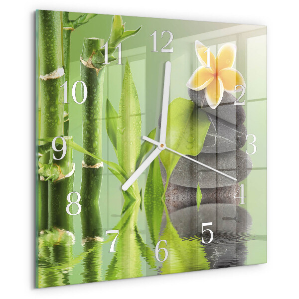 Square wall clock Bamboo Stones