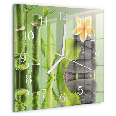 Square wall clock Bamboo Stones