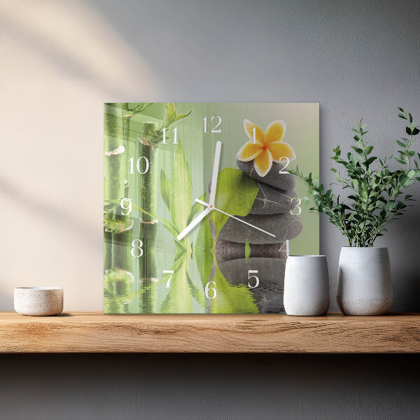 Square wall clock Bamboo Stones