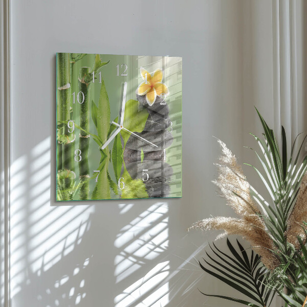 Square wall clock Bamboo Stones