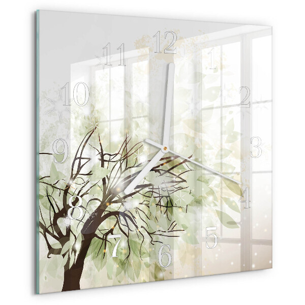 Square wall clock Tree