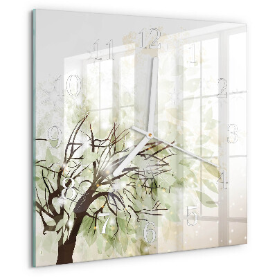 Square wall clock Tree
